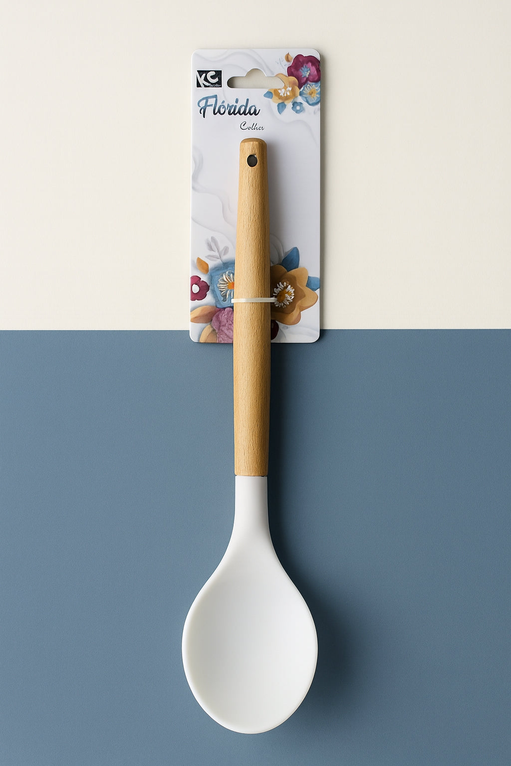 Colher de Silicone Flórida Colors com Cabo de Madeira