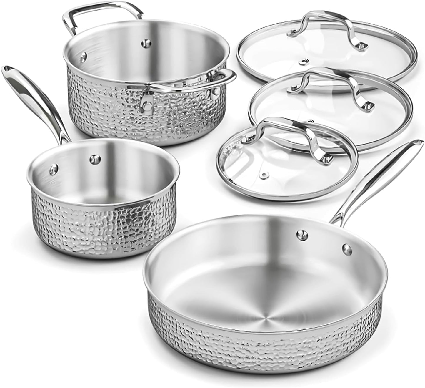 Conjunto de Panelas 6 Peças Aço Inox-Antiaderente e Moderna