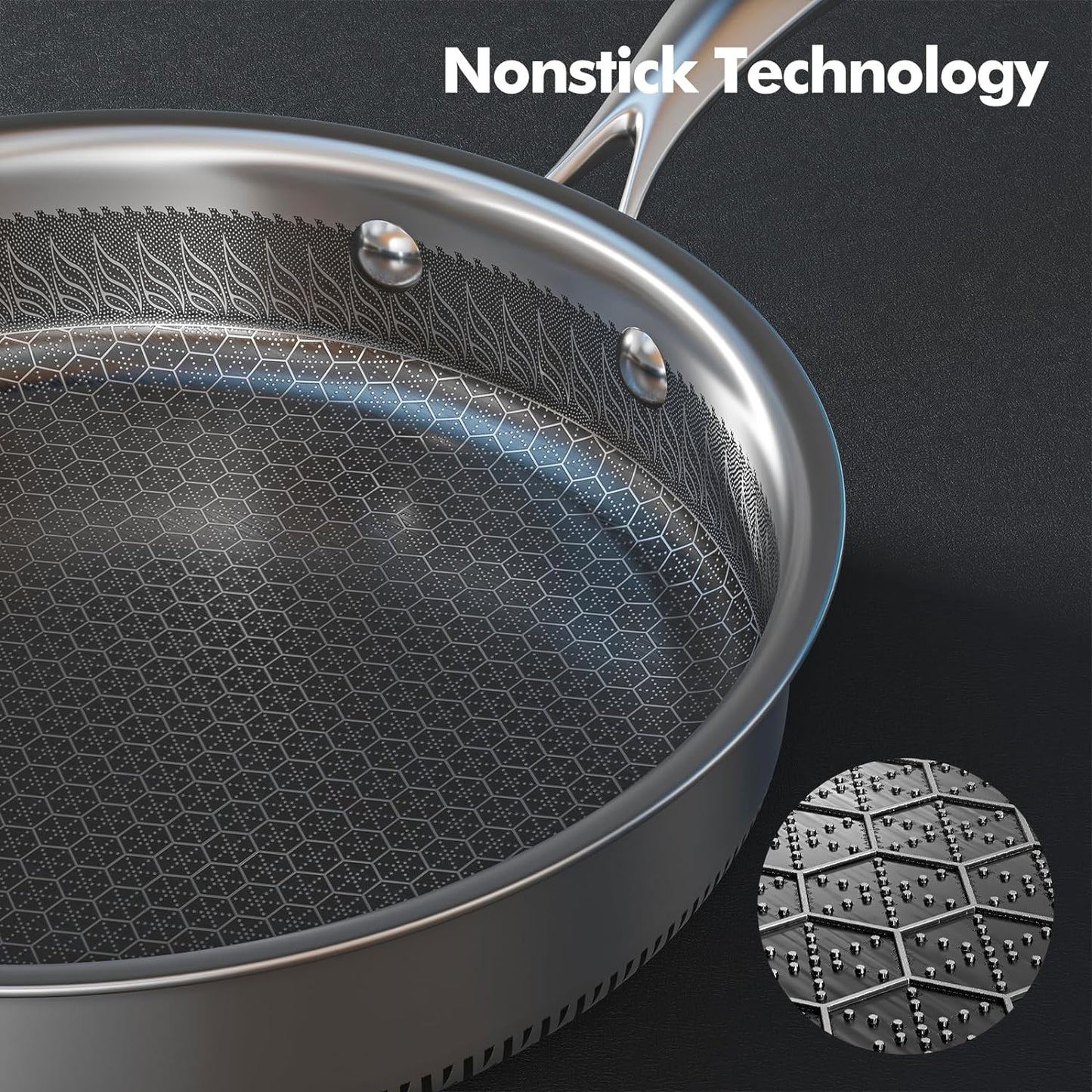 Jogo de Panelas 7 Peças Aço Inox Antiaderente