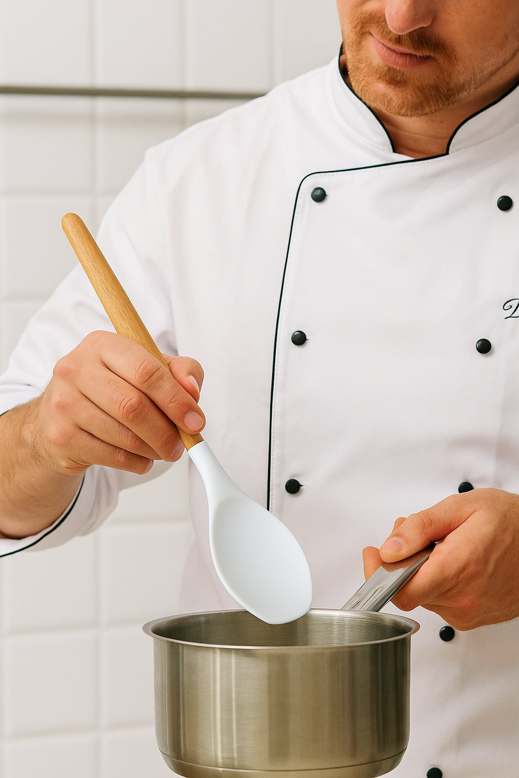 Espátula Redonda Flórida com Cabo de Madeira | Utensílio Premium para Cozinha Moderna