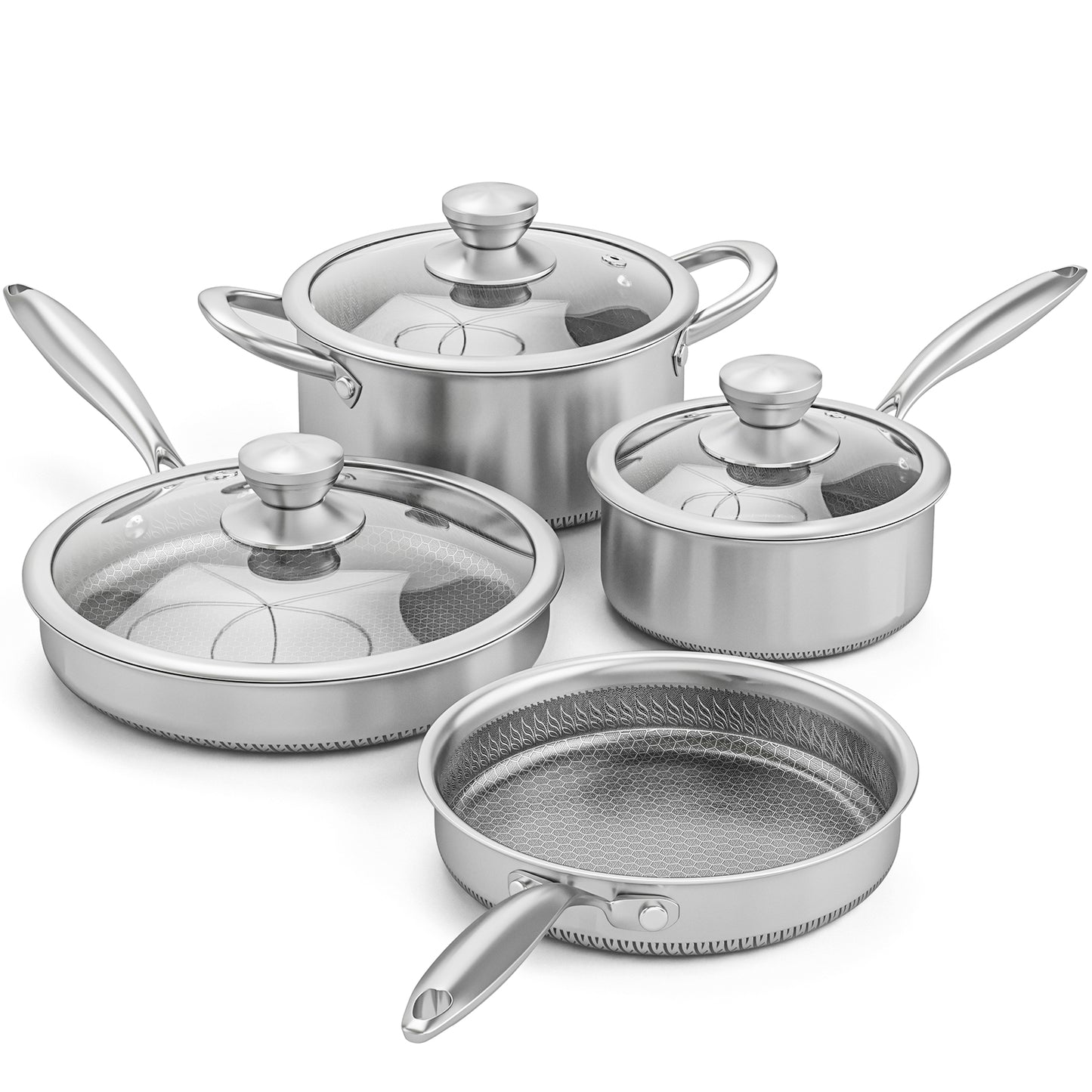 Jogo de Panelas 7 Peças Aço Inox Antiaderente