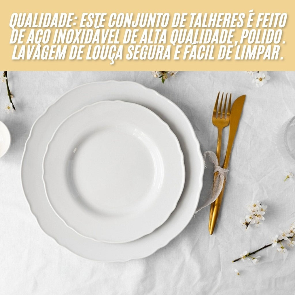 Kit 24 Talheres Dourados