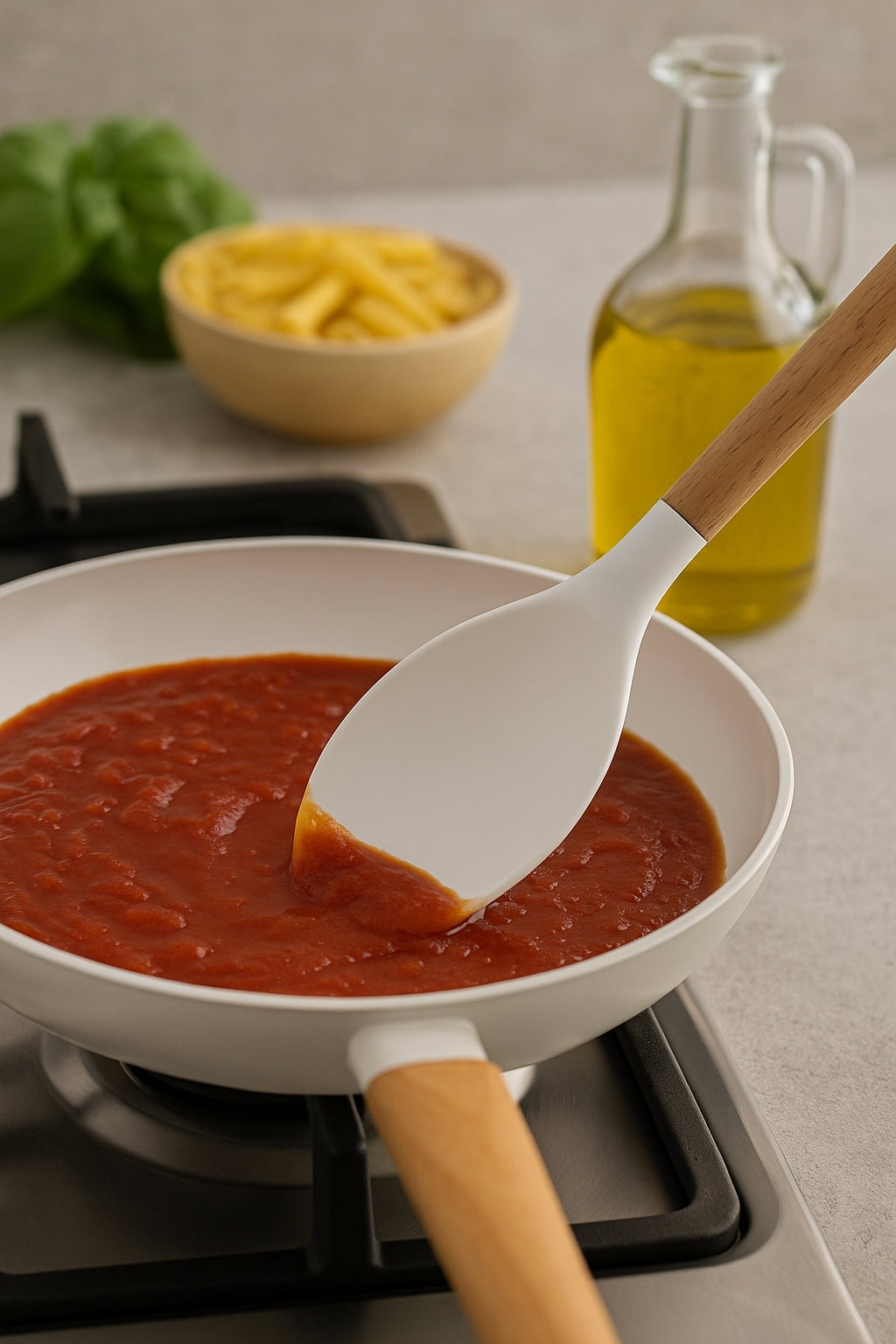 Espátula Redonda Flórida com Cabo de Madeira | Utensílio Premium para Cozinha Moderna