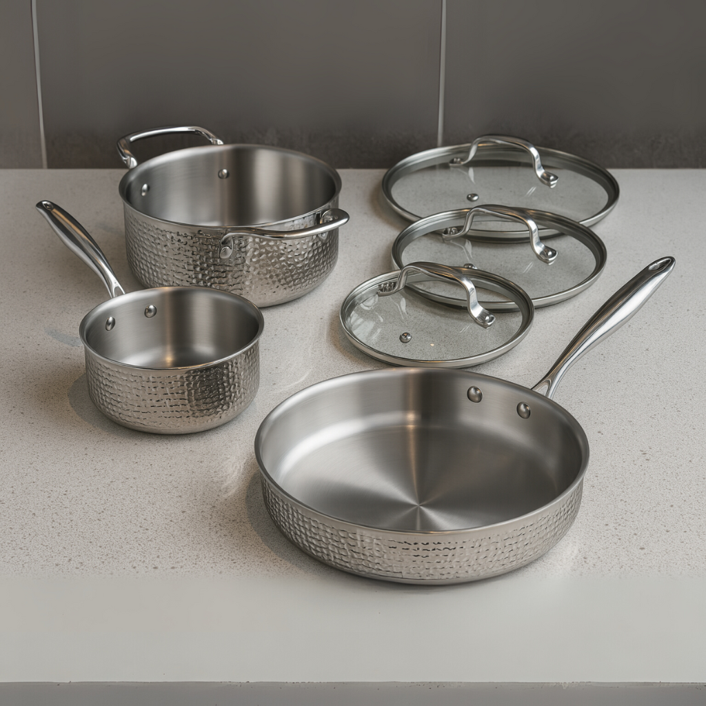 Conjunto de Panelas 6 Peças Aço Inox-Antiaderente e Moderna