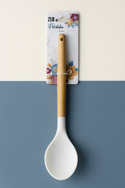 Colher de Silicone Flórida Colors com Cabo de Madeira