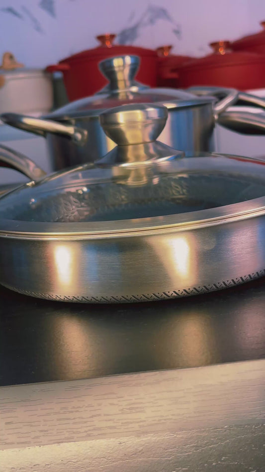 Jogo de Panelas 7 Peças Aço Inox Antiaderente